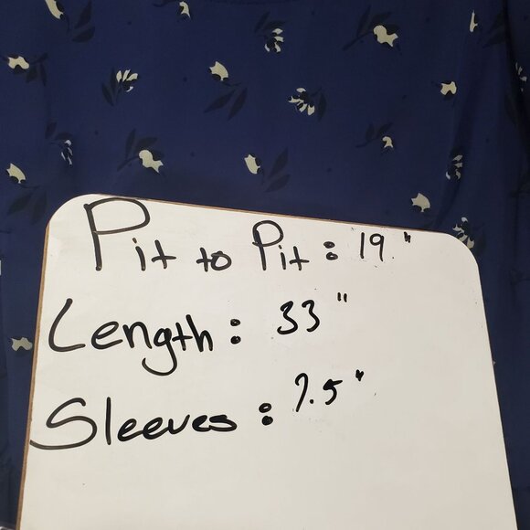 FOREVER 21 Womens Dress SZ Large Flutter Sleeve Sheath Floral Navy Elastic Waist - Picture 4 of 9